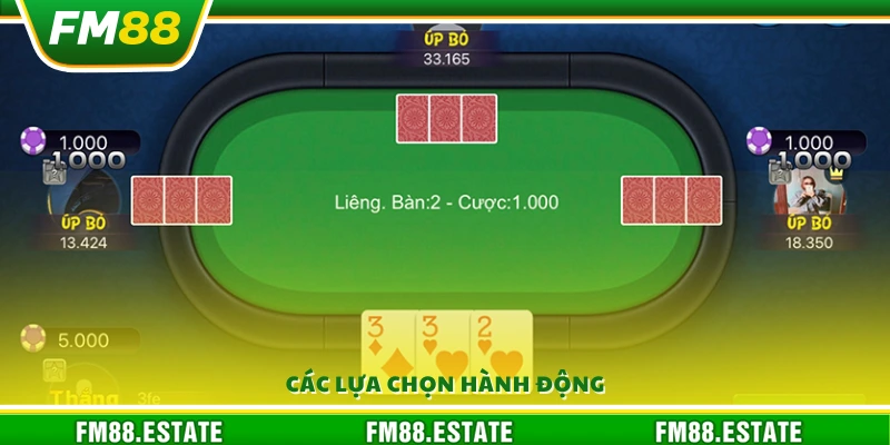 Liêng FM88 – Thử sức với trò chơi bài hấp dẫn dễ thắng 3 Tùy chọn hành động khi chơi