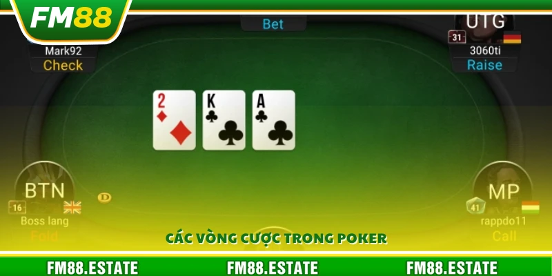 Poker FM88 – Thử tài đấu trí với những ván bài đỉnh cao 3 Những vòng đặt cược Poker